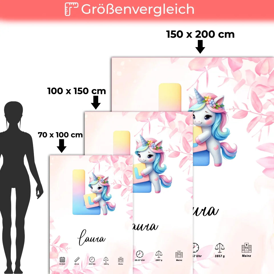 Personalisierte Buchstaben Decke Rosa Floral mit Buchstabe L Geburt 5