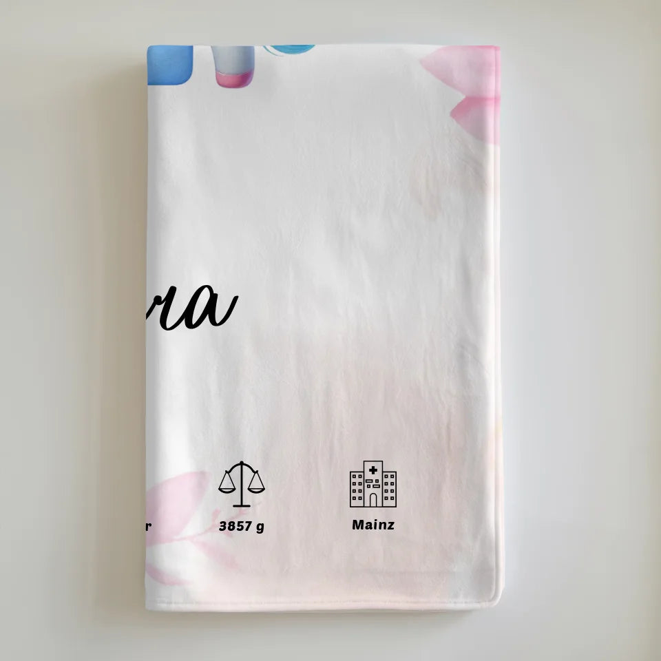 Personalisierte Buchstaben Decke Rosa Floral mit Buchstabe L Geburt 6