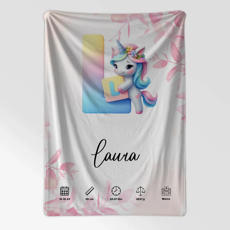 Personalisierte Buchstaben Decke Rosa Floral mit Buchstabe L Geburt 7