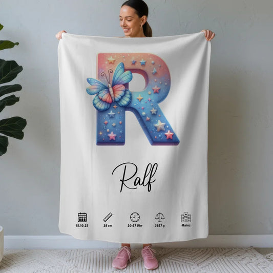 Personalisierte Decke mit Anfangsbuchstaben R und Buchstaben A-Z 1