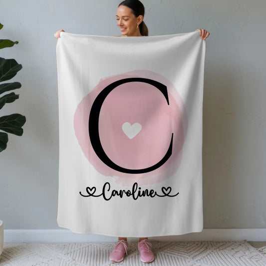 Personalisierte Decke mit Buchstaben C und Herzkreis 1