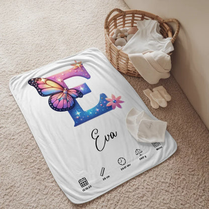 Personalisierte Decke Buchstabe E für Geburt Buchstaben A-Z 2