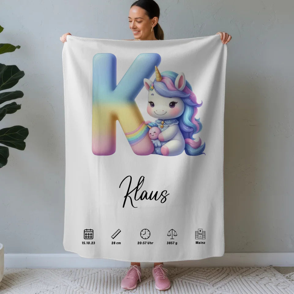 Personalisierte Decke mit Buchstaben K für Geburt A-Z Geschenke 1