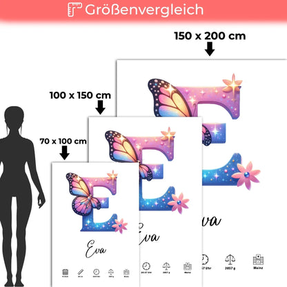 Personalisierte Decke Buchstabe E für Geburt Buchstaben A-Z 5