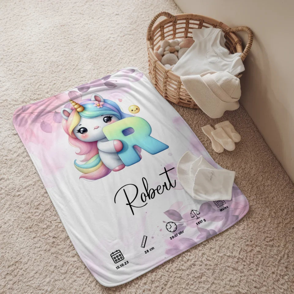 Personalisierte Buchstaben Decke Buchstabe R Pink Rosa Floral 2