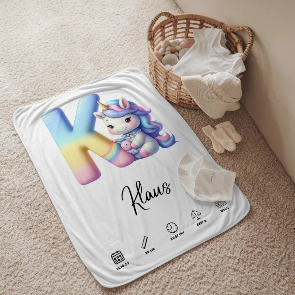 Personalisierte Decke mit Buchstaben K für Geburt A-Z Geschenke 2