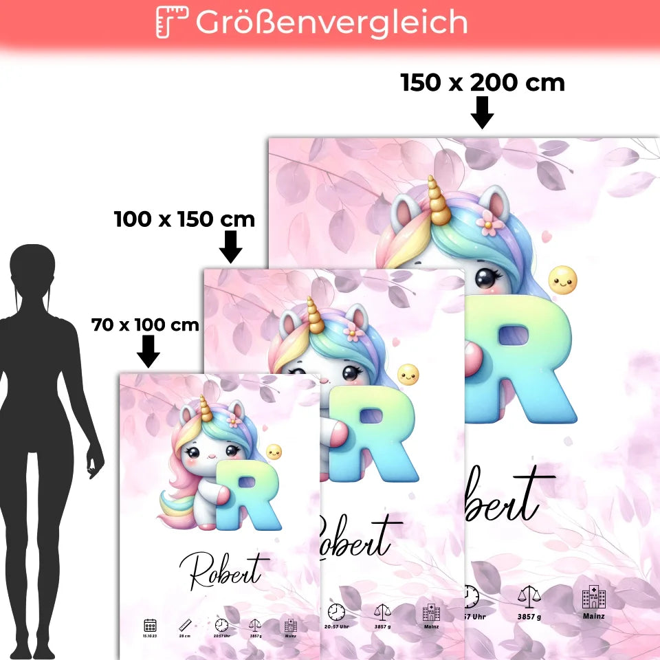 Personalisierte Buchstaben Decke Buchstabe R Pink Rosa Floral 5