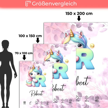 Personalisierte Buchstaben Decke Buchstabe R Pink Rosa Floral 5