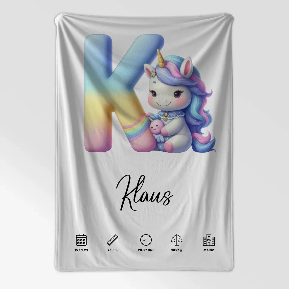 Personalisierte Decke mit Buchstaben K für Geburt A-Z Geschenke 7