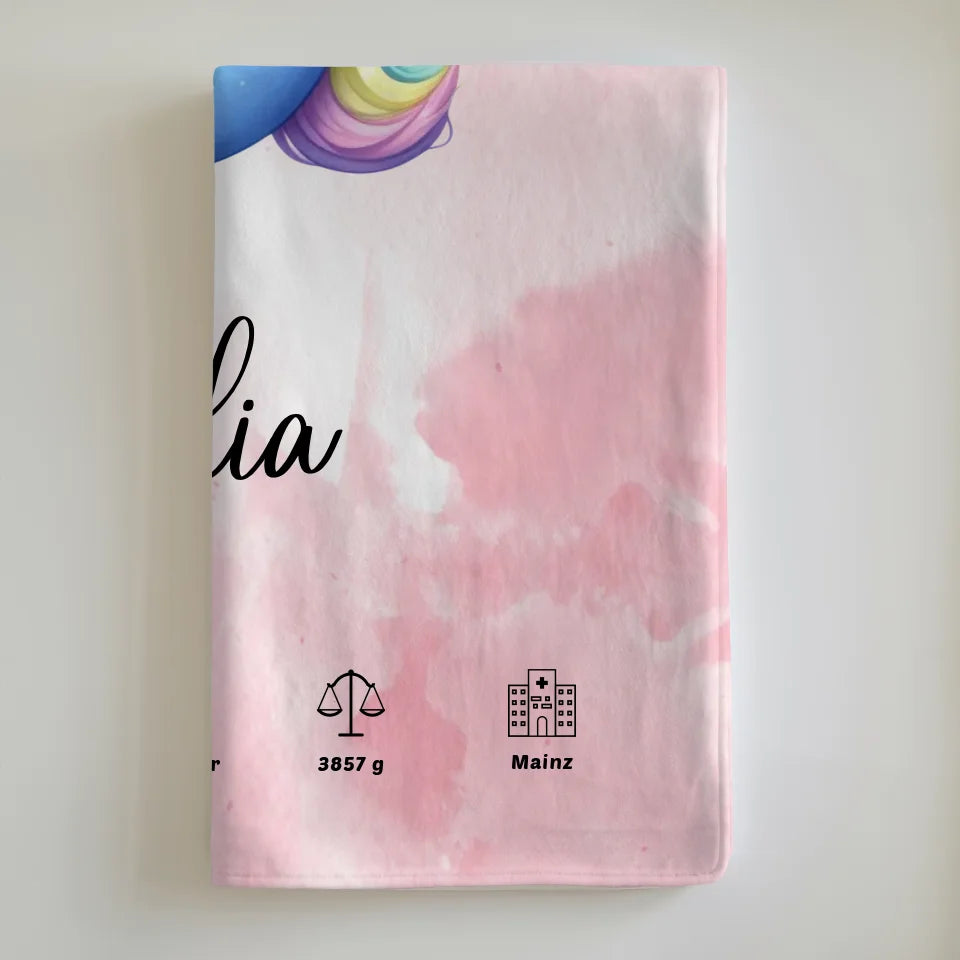 Personalisiertes Buchstaben Decke Buchstabe J Rosa Aquarell 6