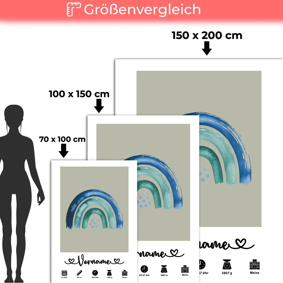 personalisierte geburtsdecke grau mit geburtsdaten fur kinderzimmer 5