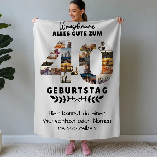Personalisierte Decke mit Wunschname und Wunschtext zum 40 Geburtstag 1