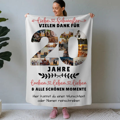 personalisierte decke fur schwester zum 20 geburtstag mit fotos und wunschtext Geburtstags Design mit Fotos in Zahlen Vertikal 1