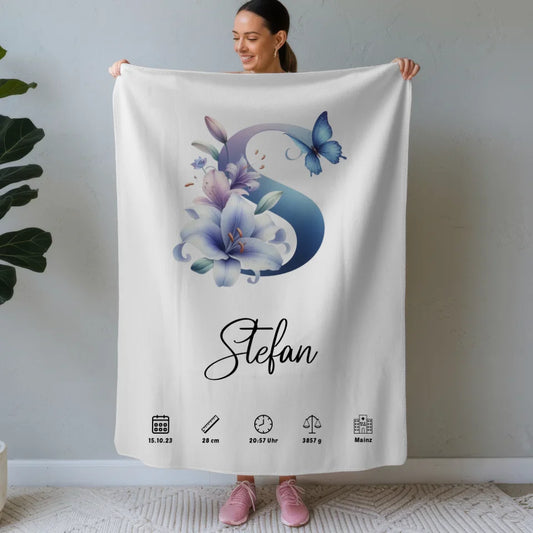Personalisierte Decke mit Buchstaben S für Geburt A-Z Geschenke 1