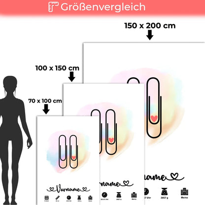 personalisierte geburtsdecke mit farbtupfern und klammern 5