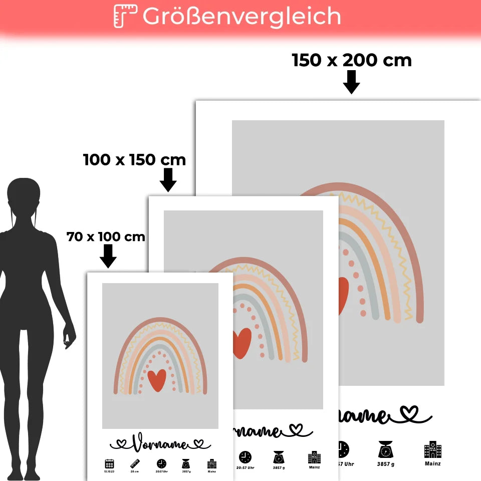 personalisierte geburtsdecke regenbogen boho telegrau mit name 5
