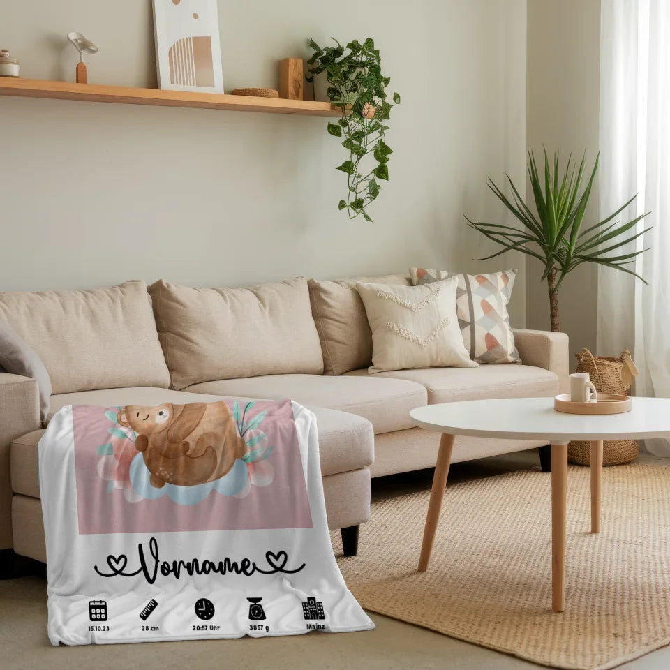 personalisierte decke geburt baren mama altrosa kinderzimmer 4