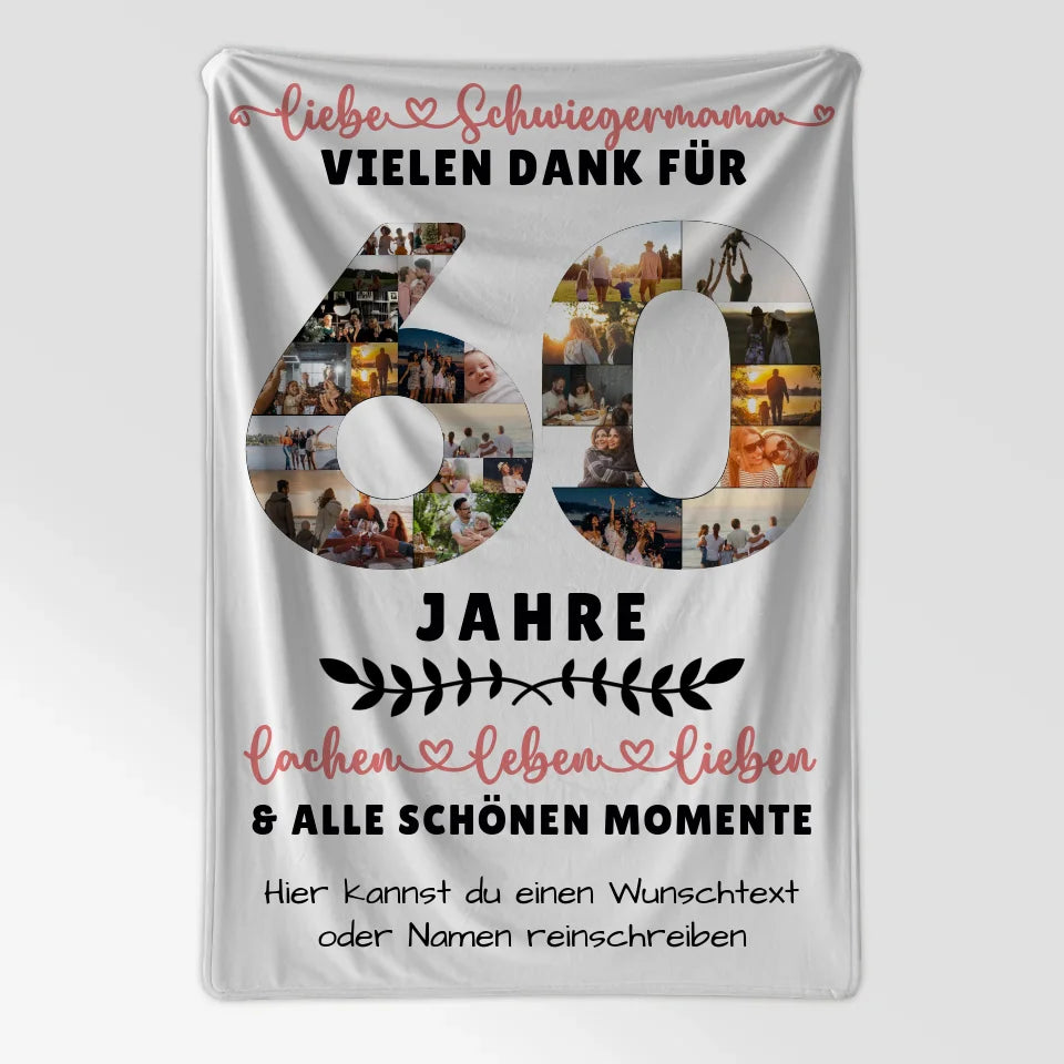 personalisiertes decke schwiegermama 60 geburtstag fotos lachen leben wunschtext 7