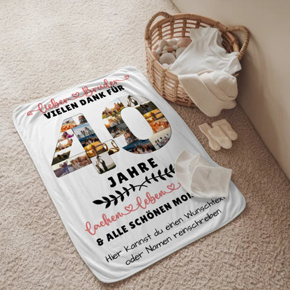 Personalisiertes Dekokissen Bruder 40 Geburtstag mit Fotos Wunschtext 2