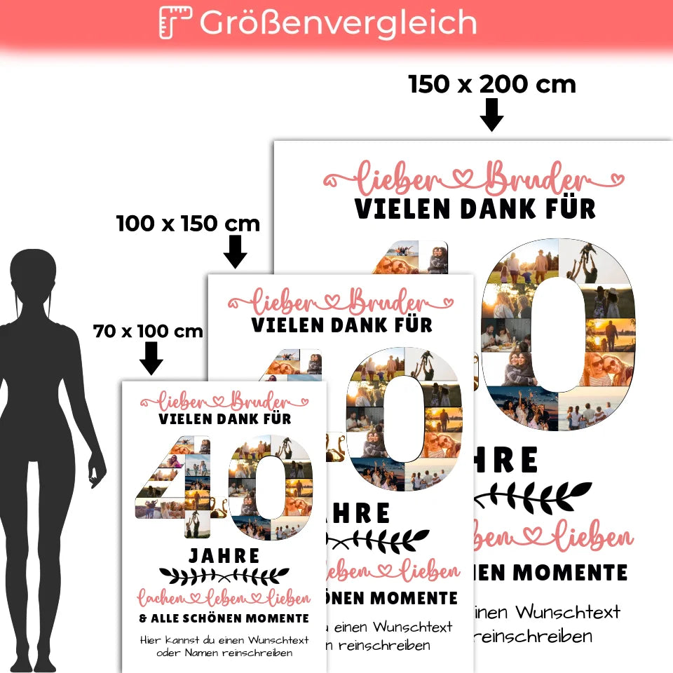 Personalisiertes Dekokissen Bruder 40 Geburtstag mit Fotos Wunschtext 5