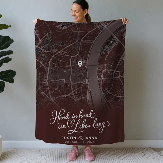 personalisierte decke paare stadtkarte hand in hand geschenk Stadtkarte für Paare 1