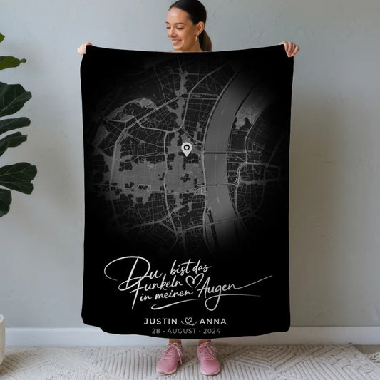Personalisiert Rund Decke Paare Stadtkarte Das Funkeln 1