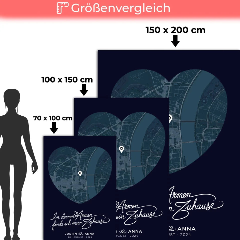 personalisierte decke paare stadtkarte herzform in deinen armen 5