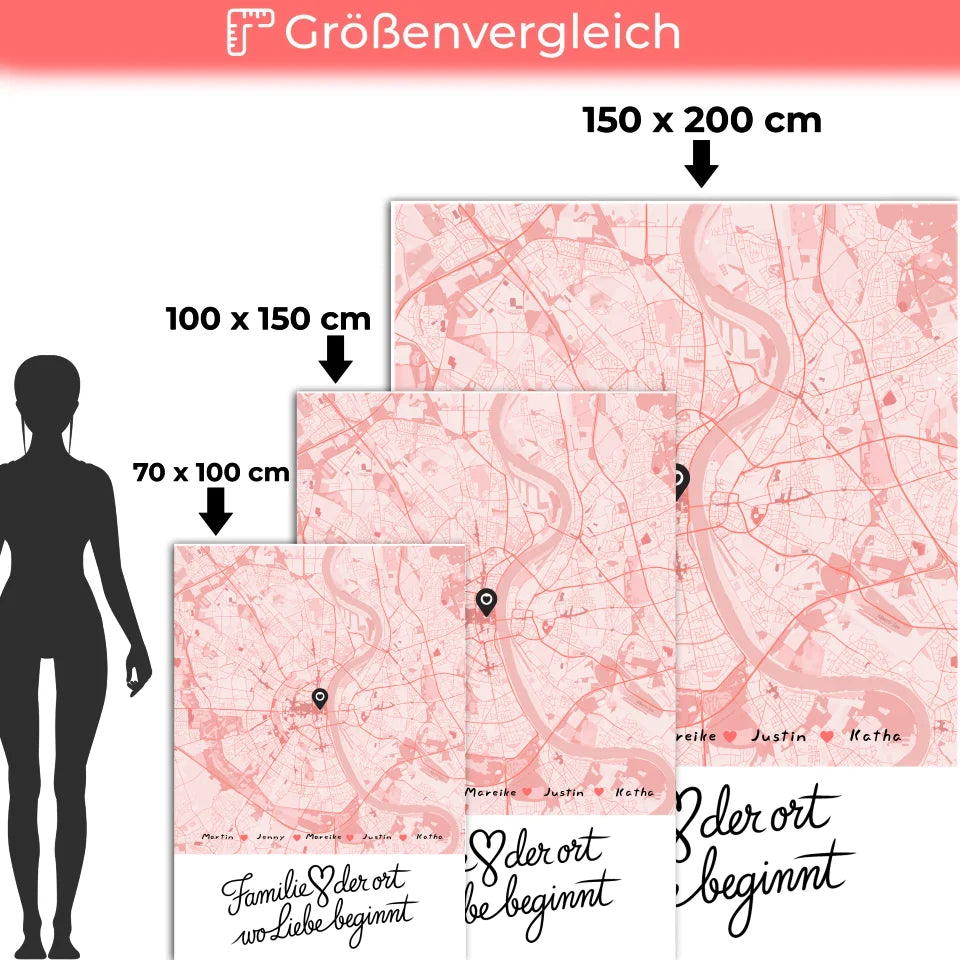 personalisiertes decke familie stadtkarte wo liebe beginnt mit nachname 5