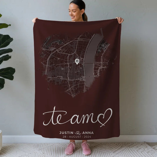 personalisierte decke paare stadtkarte herzform te amo geschenk Stadtkarte für Paare 1