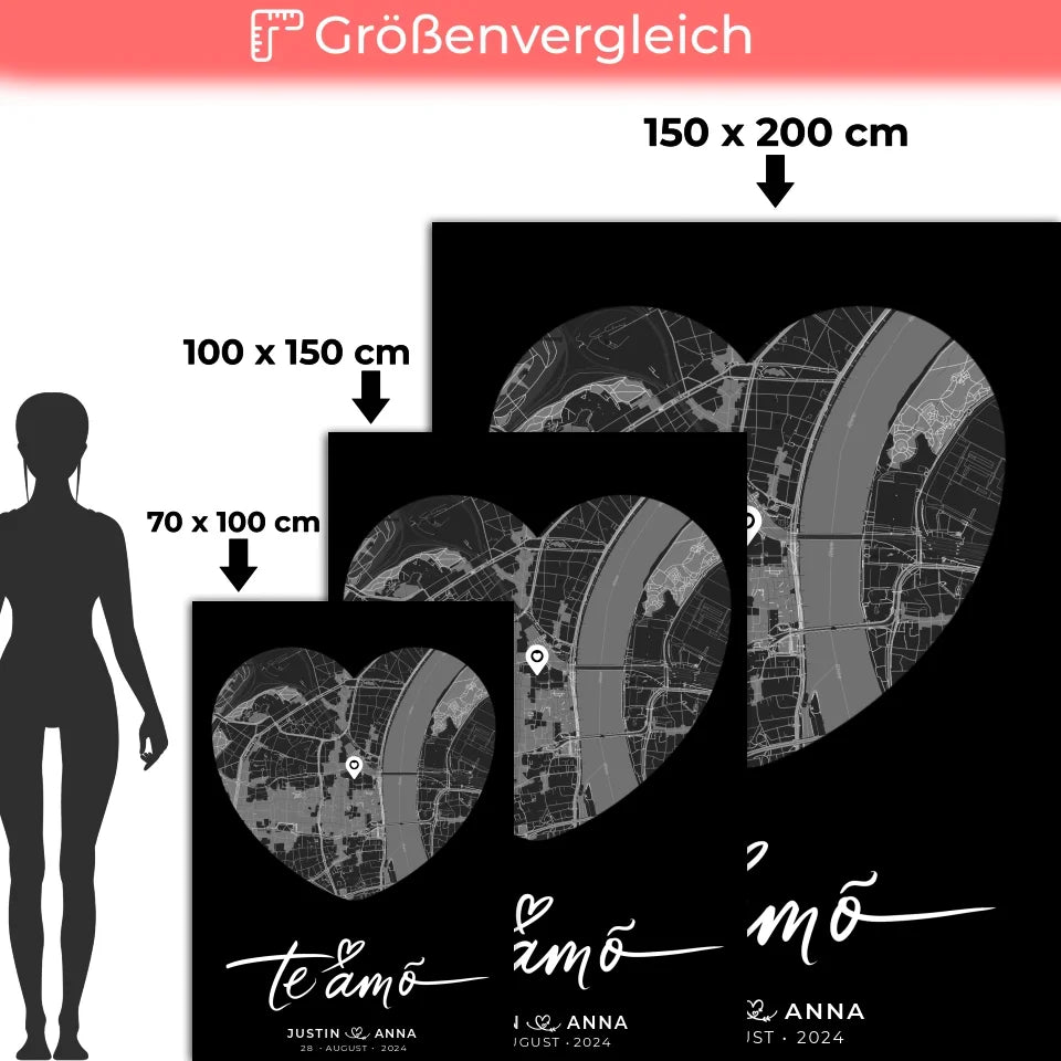 personalisierte decke paare stadtkarte herzform te amo heimat 5