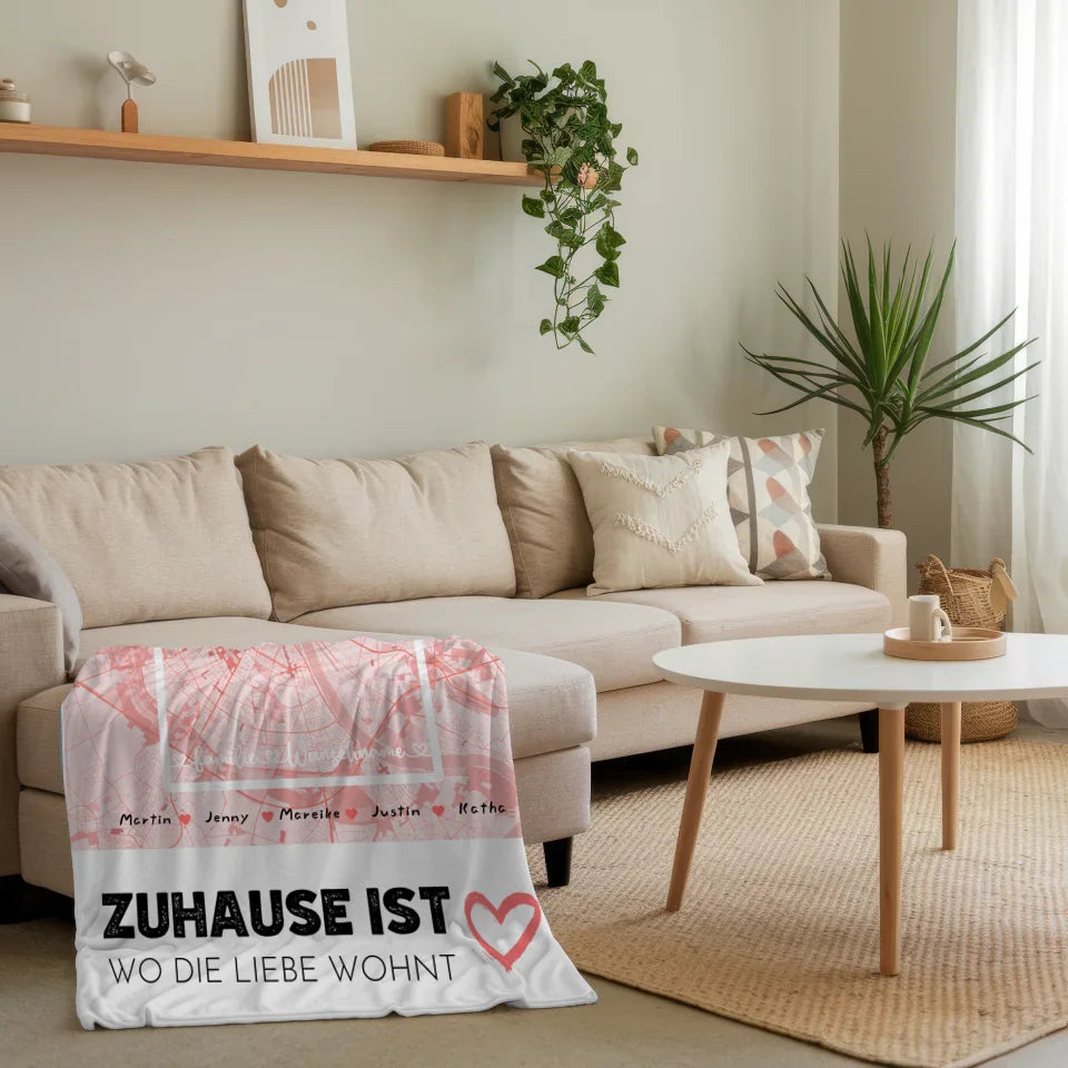 personalisierte decke familie stadtkarte zuhause ist mit nachname 4