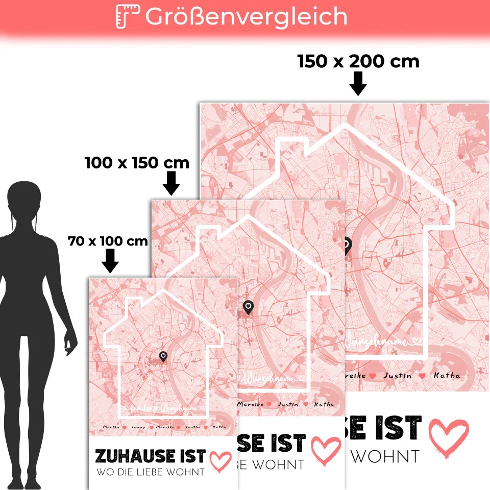 personalisierte decke familie stadtkarte zuhause ist mit nachname 5