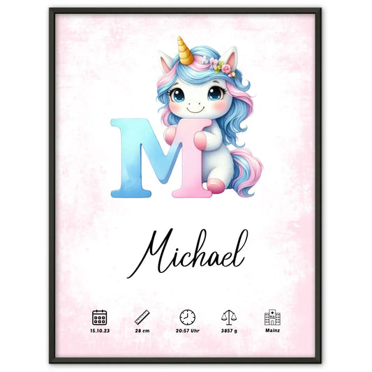 Poster Buchstaben Buchstabe M Rose Vintage personalisiertes Geschenk 1