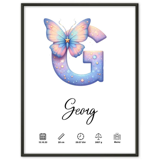 Personalisierter Poster Buchstaben Buchstabe G Geburt A-Z Geschenkideen 1
