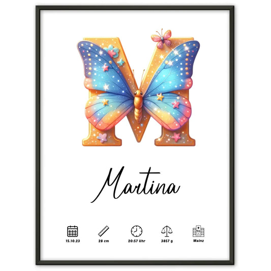 Personalisierte Poster Buchstaben Buchstabe M für Geburt A-Z gestalten 1