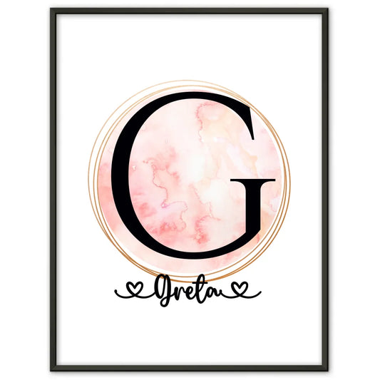 Personalisiertes Aquarell Kreis Poster Buchstabe G Buchstaben A-Z 1