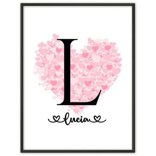 Personalisiertes Buchstaben Poster Buchstabe L mit Herzchen A-Z 1