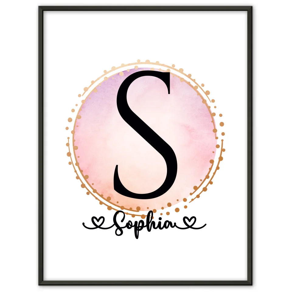 Personalisierte Poster Buchstaben S Wasserfarbe Kreis Hell A-Z 1