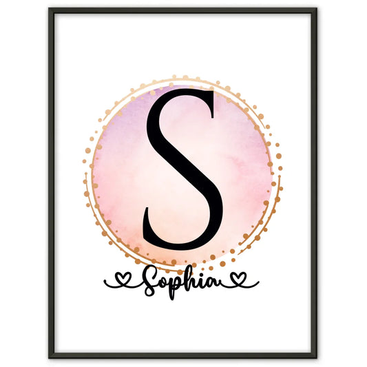 Personalisierte Poster Buchstaben S Wasserfarbe Kreis Hell A-Z 1
