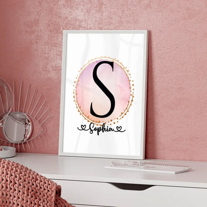 Personalisierte Poster Buchstaben S Wasserfarbe Kreis Hell A-Z 5