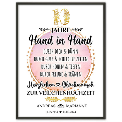 Personalisiertes Poster Geschenk 13 Hochzeitstag zur Veilchenhochzeit mit Namen