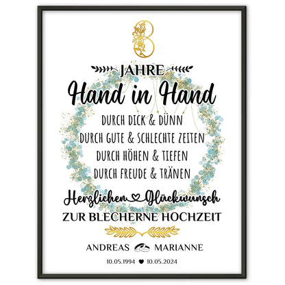 Personalisiertes Poster zur Blecherne Hochzeit für den 8 Hochzeitstag