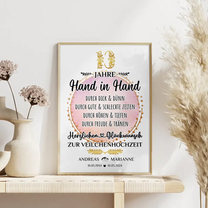 Personalisiertes Poster Geschenk 13 Hochzeitstag zur Veilchenhochzeit mit Namen