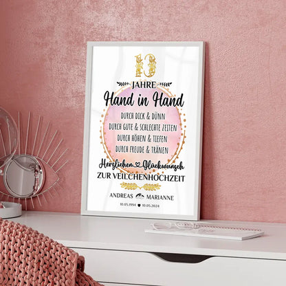 Personalisiertes Poster Geschenk 13 Hochzeitstag zur Veilchenhochzeit mit Namen