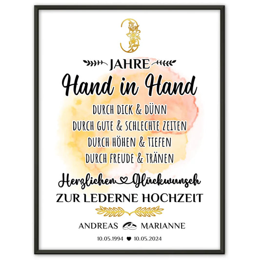 Personalisiertes Poster Geschenk 3 Hochzeitstag zur Lederne Hochzeit 1