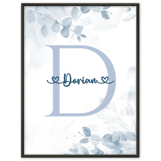 Personalisierbares Poster mit Anfangsbuchstaben D Blau für Jungen 1