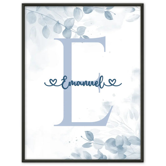 Personalisiertes Poster Anfangsbuchstaben Buchstabe E Blau für Jungen 1