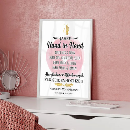 Personalisierte Poster Geschenk zum 4 Hochzeitstag zur Seidenhochzeit