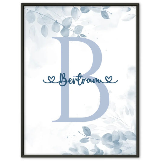 Personalisierte Buchstaben Poster Blau für Jungen mit Buchstabe B 1