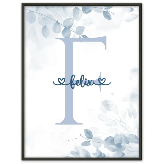 Personalisiertes Buchstaben Poster Buchstabe F Blau für Jungen 1